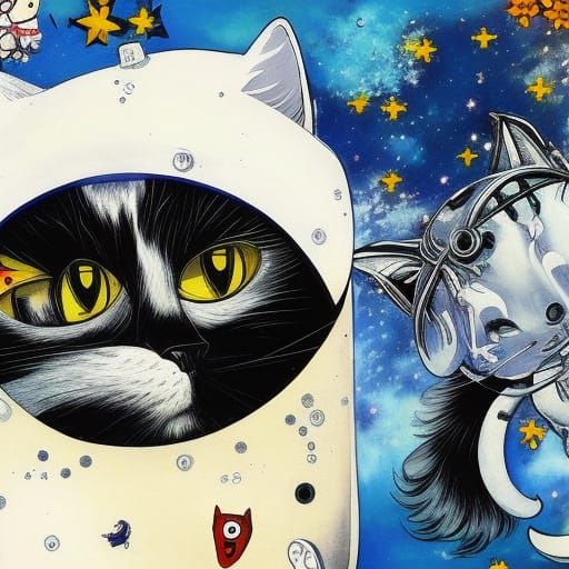 Cute Cat in Dystopian Biopunk Style