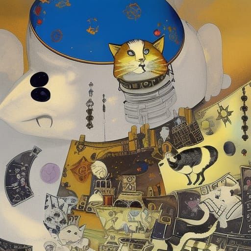 Cute Cat in Dystopian Biopunk Art Style