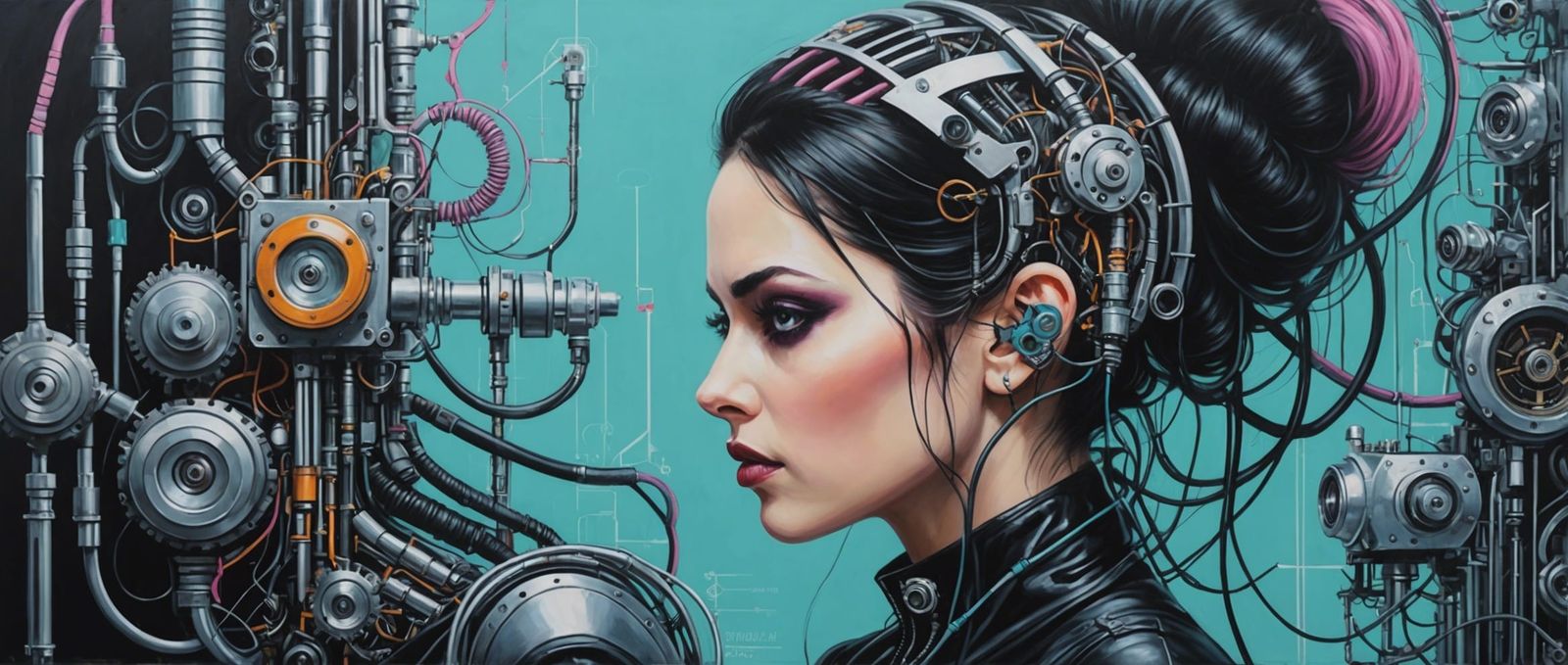 Biopunk Woman: Biology Meets Technology on Canvas
