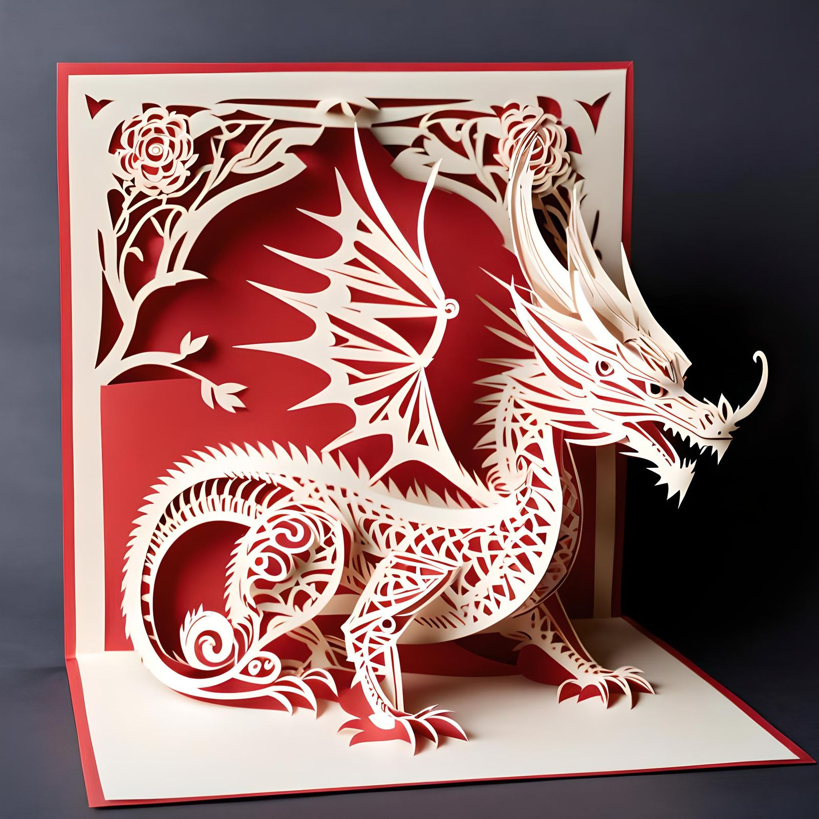 Intricate Kirigami Dragon Paper Art