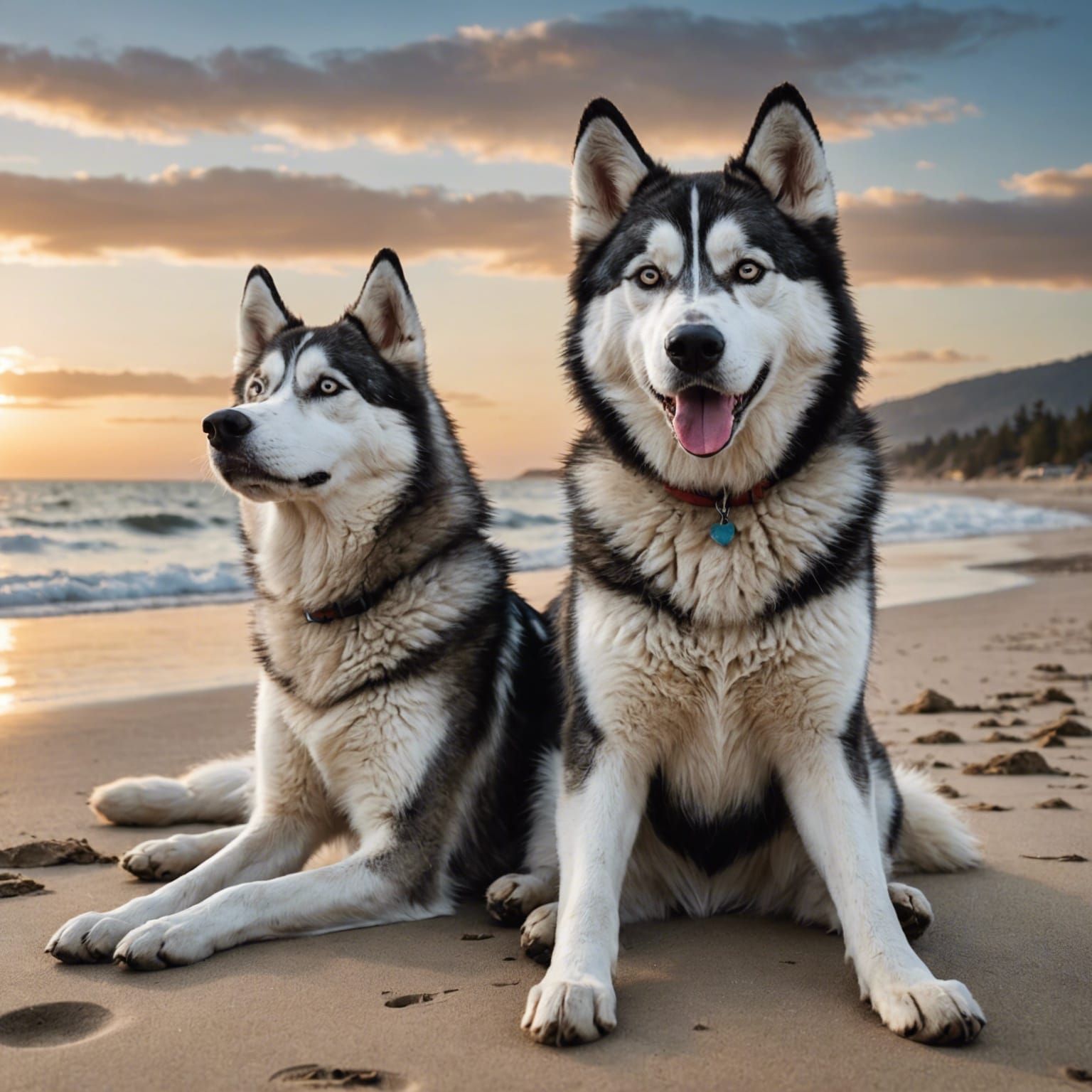 Husky Dog Waving on Beach: Fantasy Concept Art