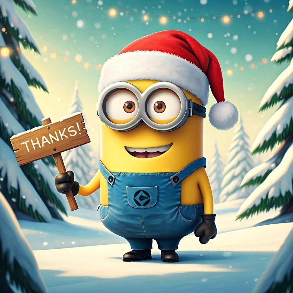 Festive Minion Thank You in Winter Wonderland