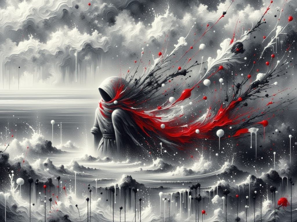 Desolate Figure on Snowy Plain in Dramatic Style