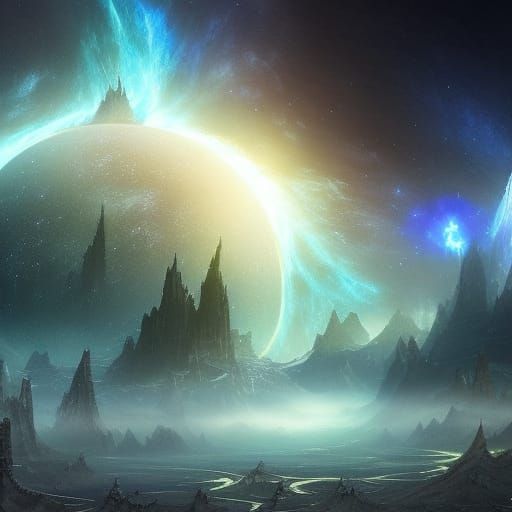 Milky Way in Glass Boxes: Cosmic Fantasy Art