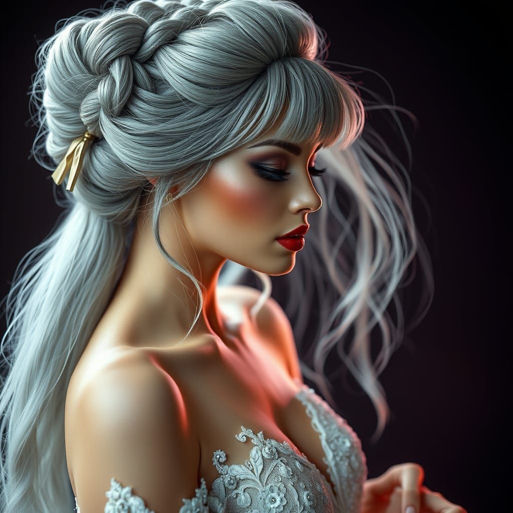 Elegant Woman in a Lavish Evening Gown