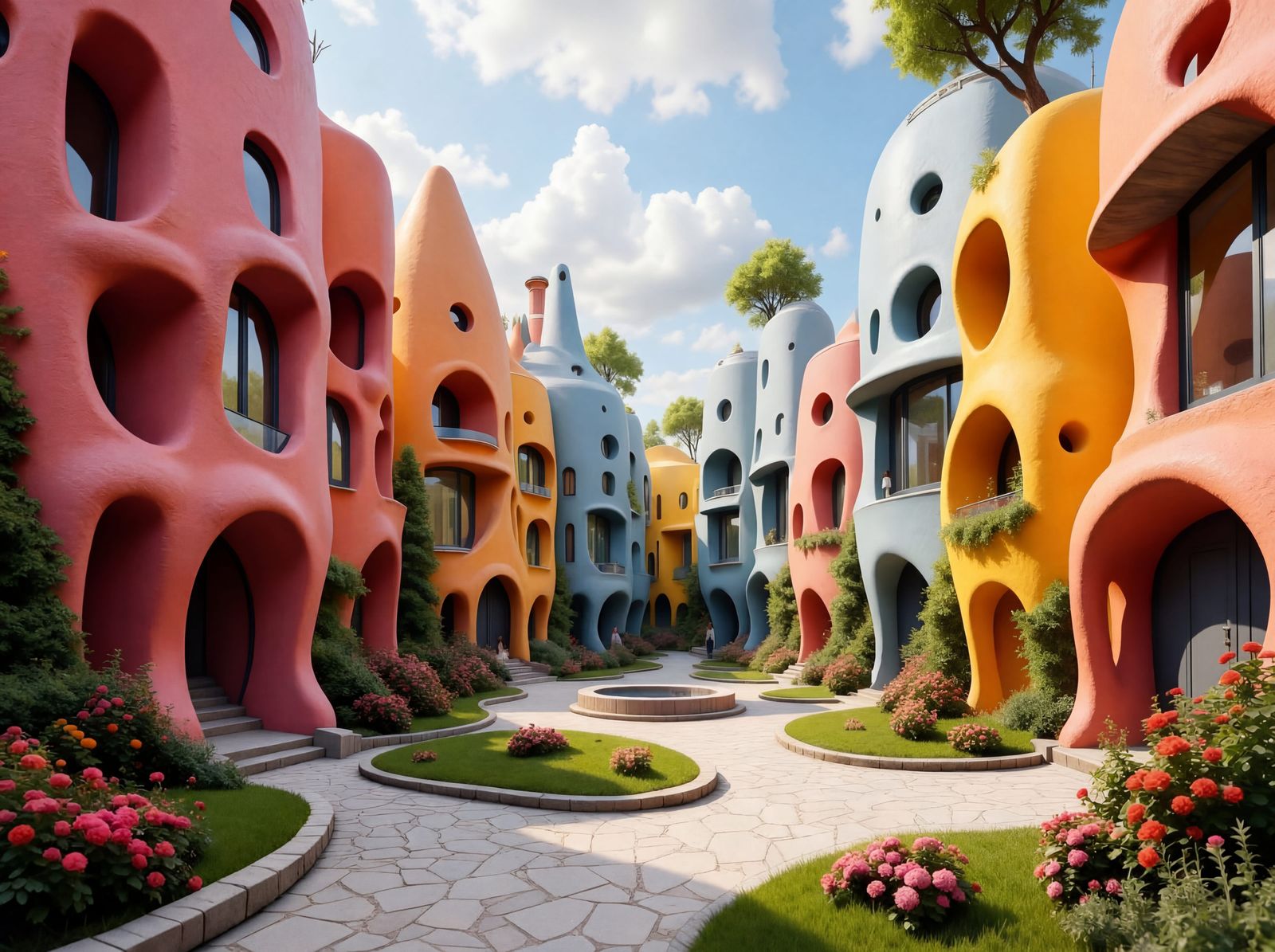 Unique Buildings with Otherworldly Colored Concrete Style