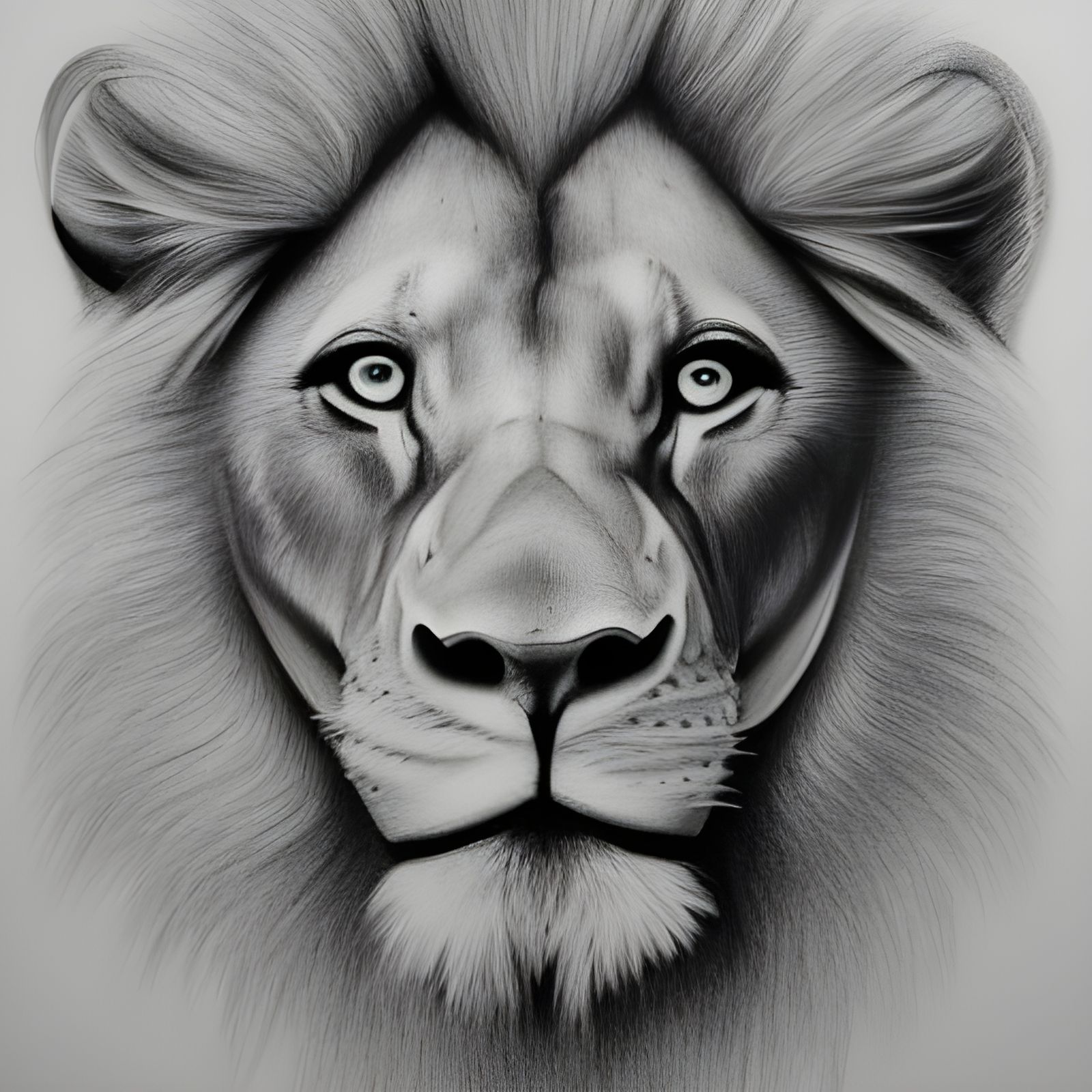 Detailed Charcoal Drawing of a Lion Head Logo