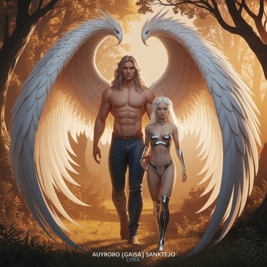 Ethereal Forest Scene: Starglider and Anaxian in Golden Ligh...