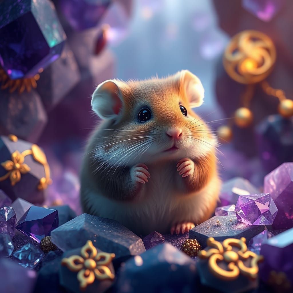Hamster in Dreamlike Realm, Digital Matte Painting