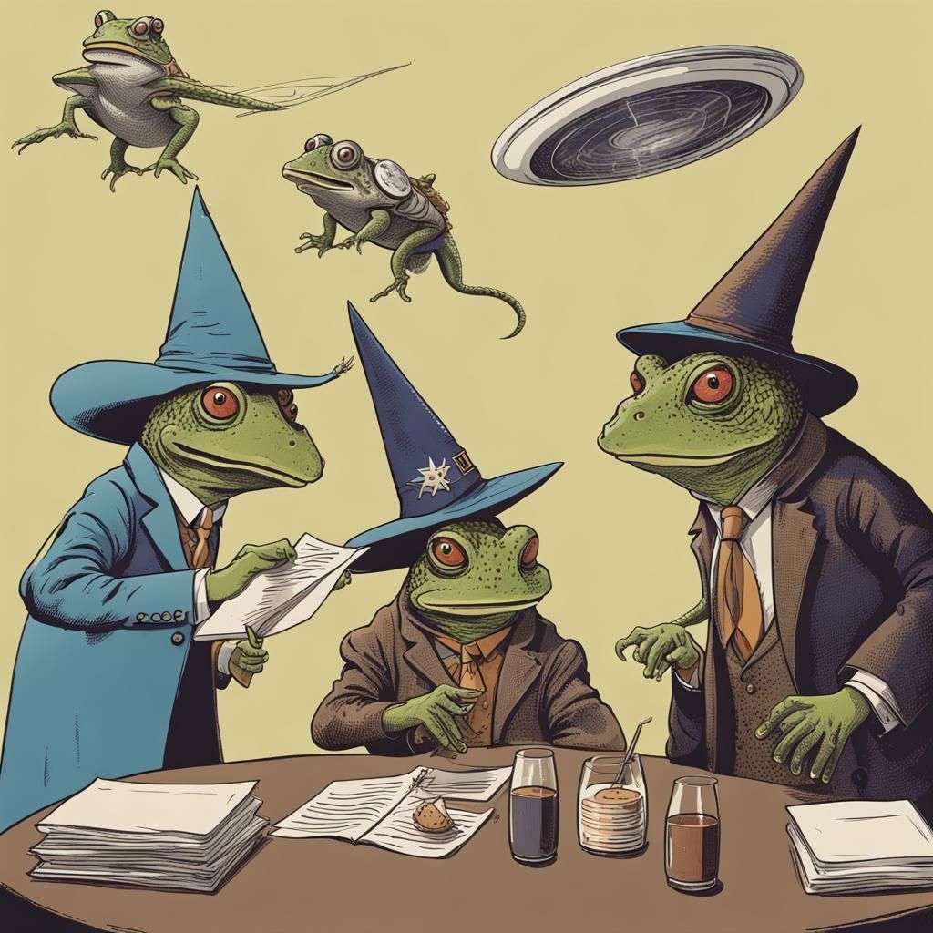 Pointy Hat Wizards Cast Spells on Plane