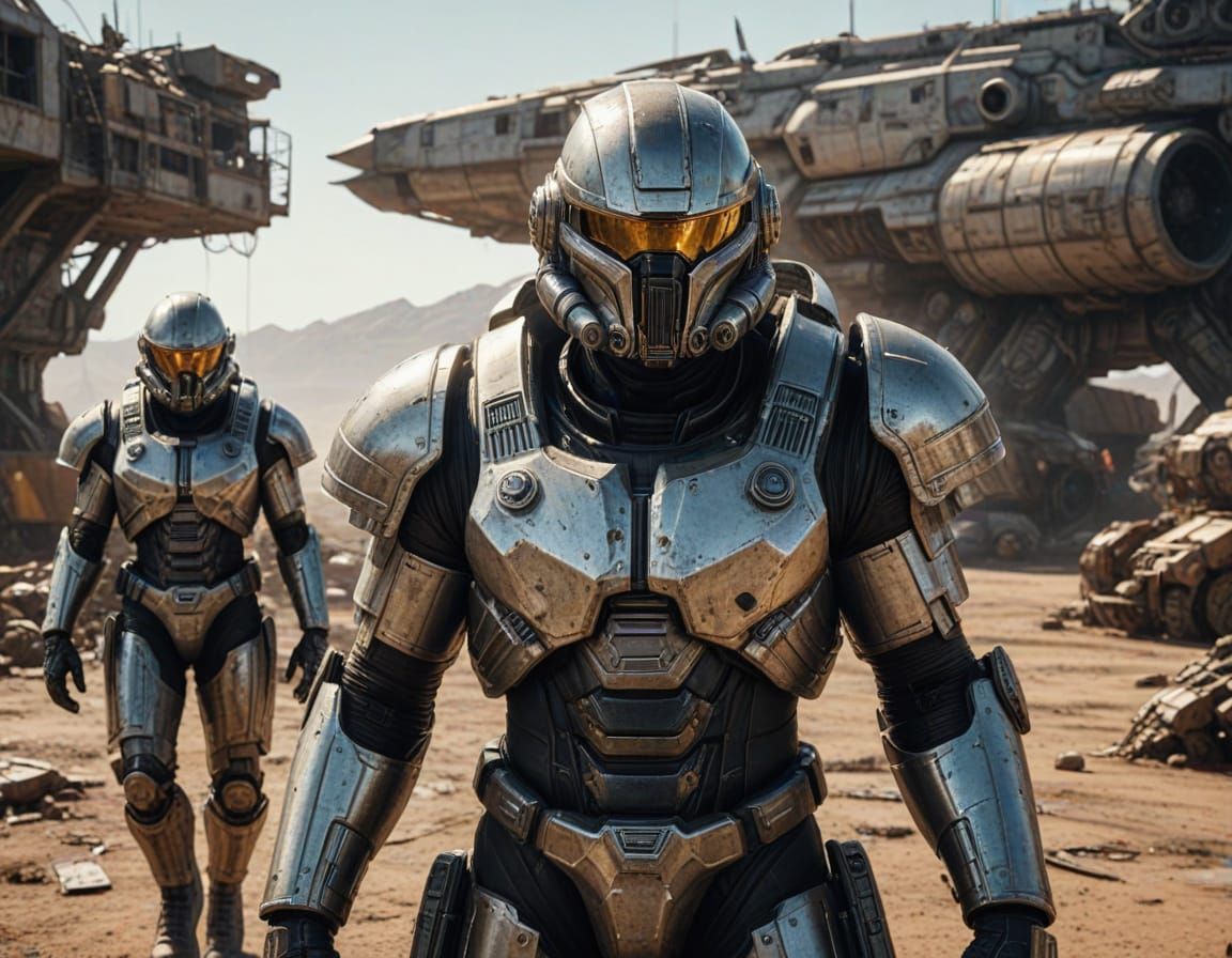 Resolute Space Marine Commander in Gritty, Cyberpunk Spacepo...