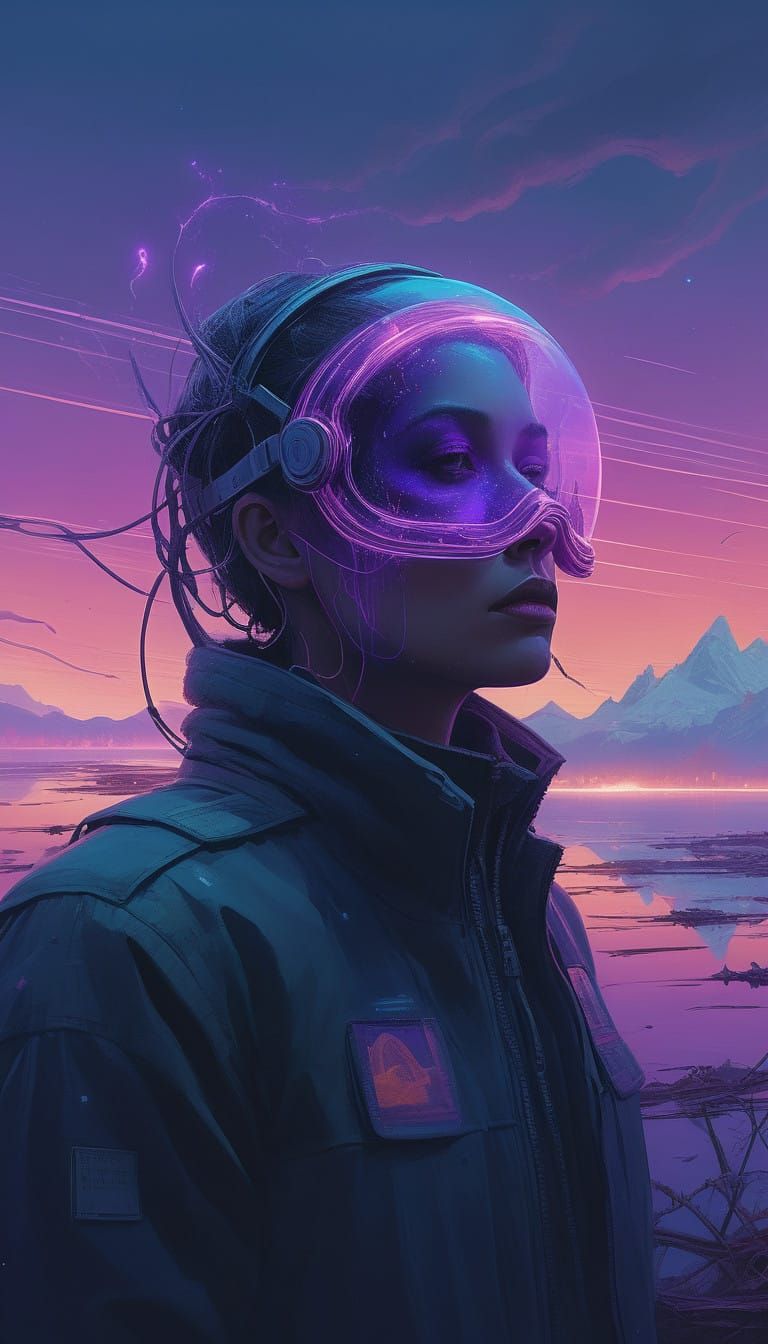 Divine Being in Shimmering Rose-Gold and Purple