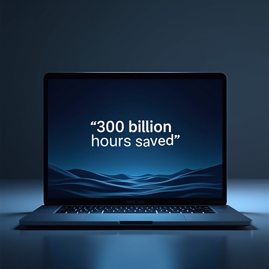 300 Billion Hours Saved in Futuristic MacBook Pro Interface