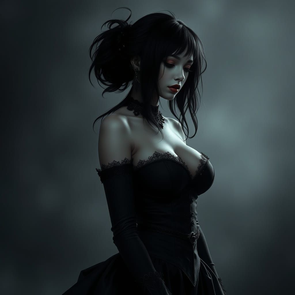 Gothic Woman Portrait with Realistic Features