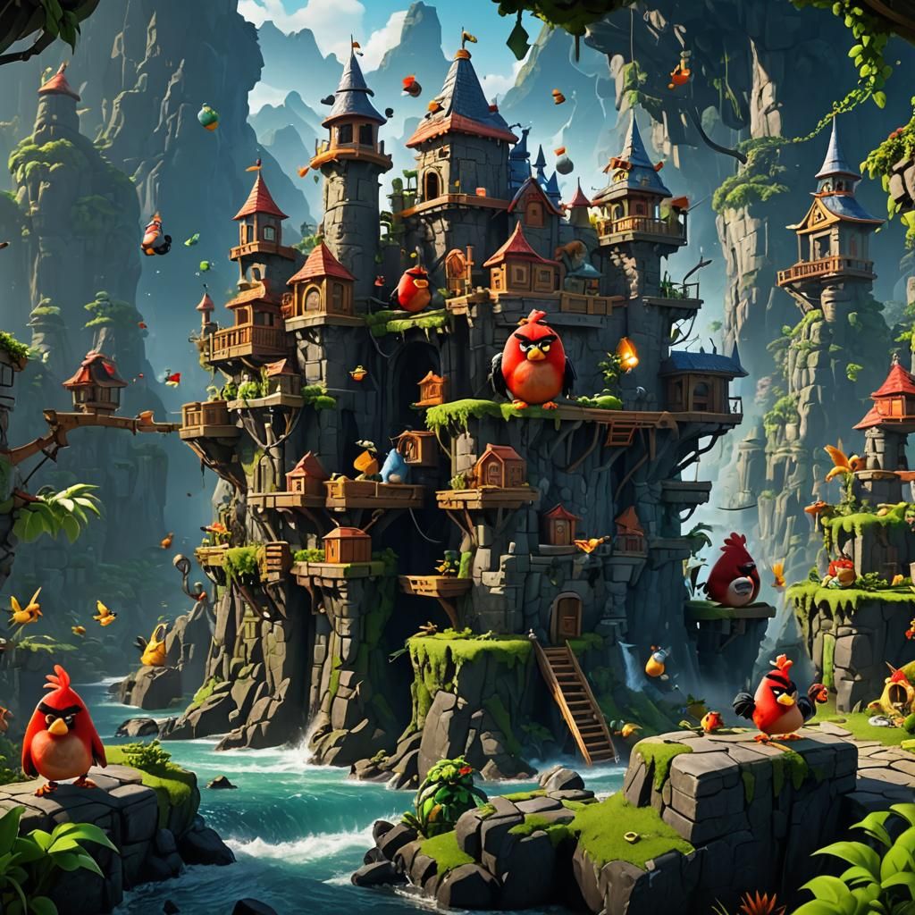 Detailed Angry Birds Fantasy Concept Art
