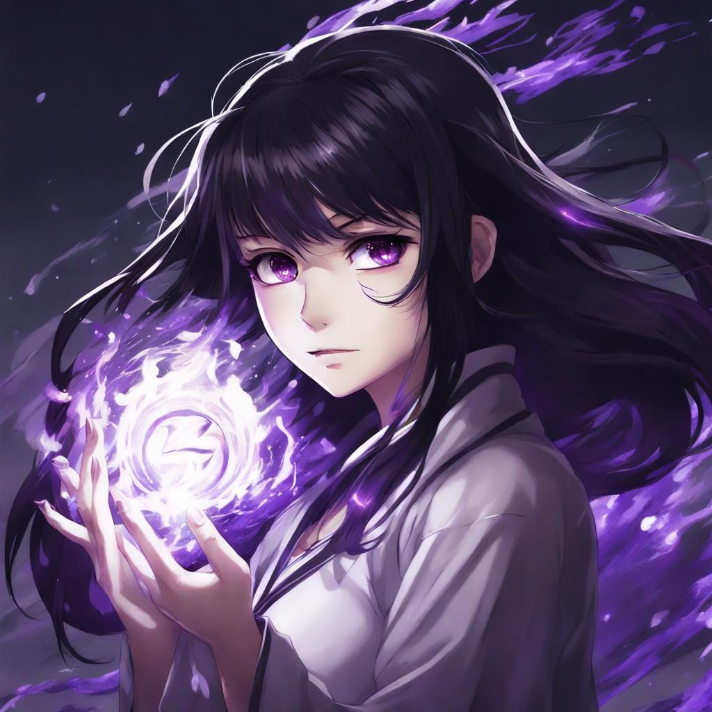 Anime Style Dark Purple Light Elemental Woman