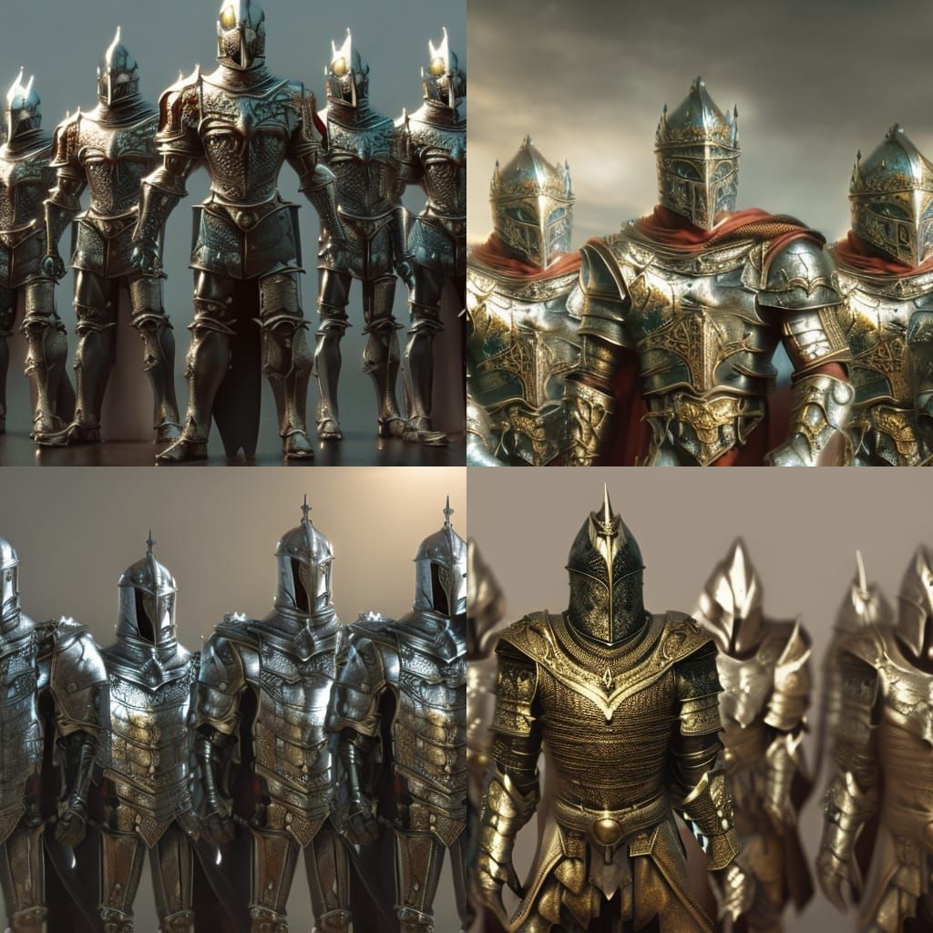 Knights in Shining Armor Aligned in Formation