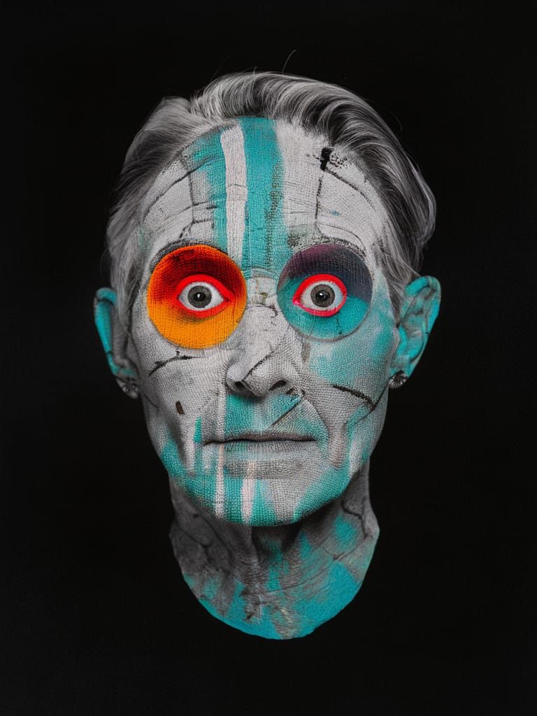 Surreal Portrait in Velvet Painted Photogram Style