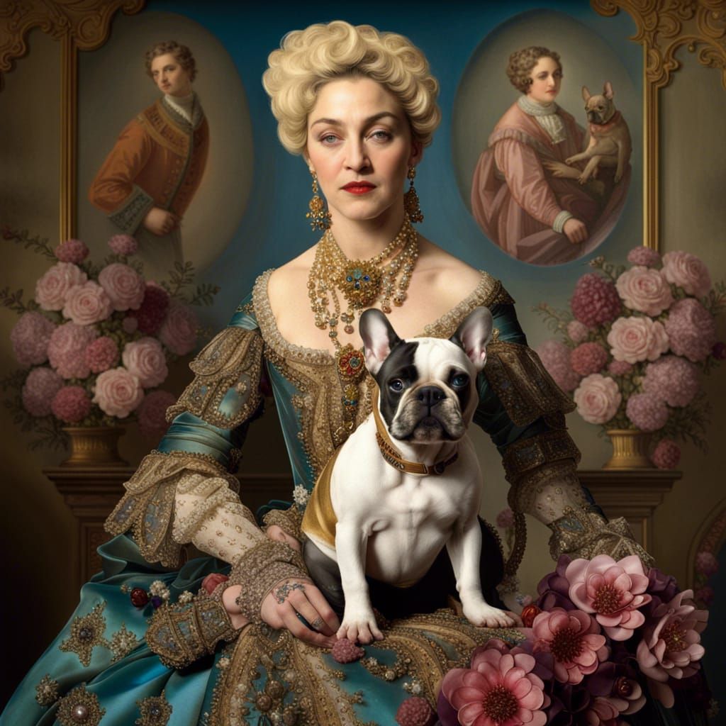Mama Madonna with a French bulldog