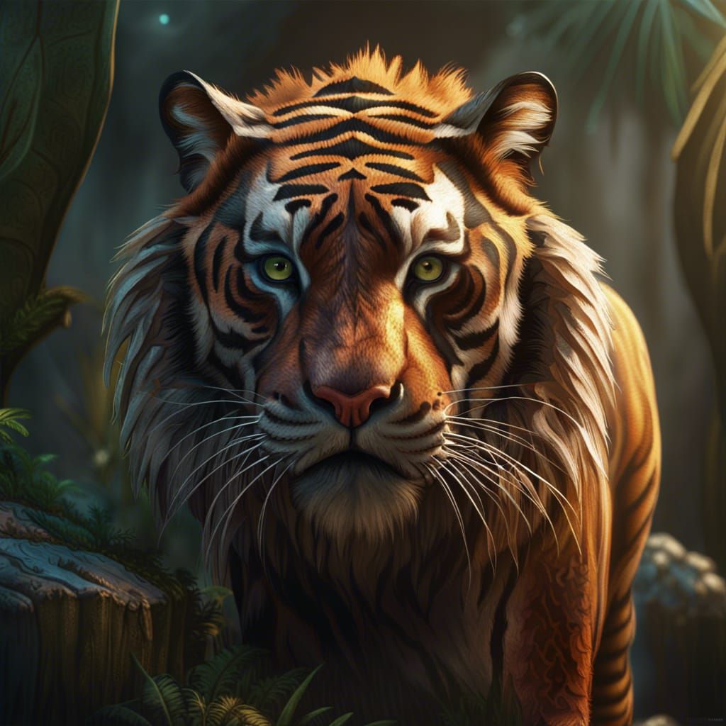 Lion-Mane Tiger: Detailed Fantasy Concept Art