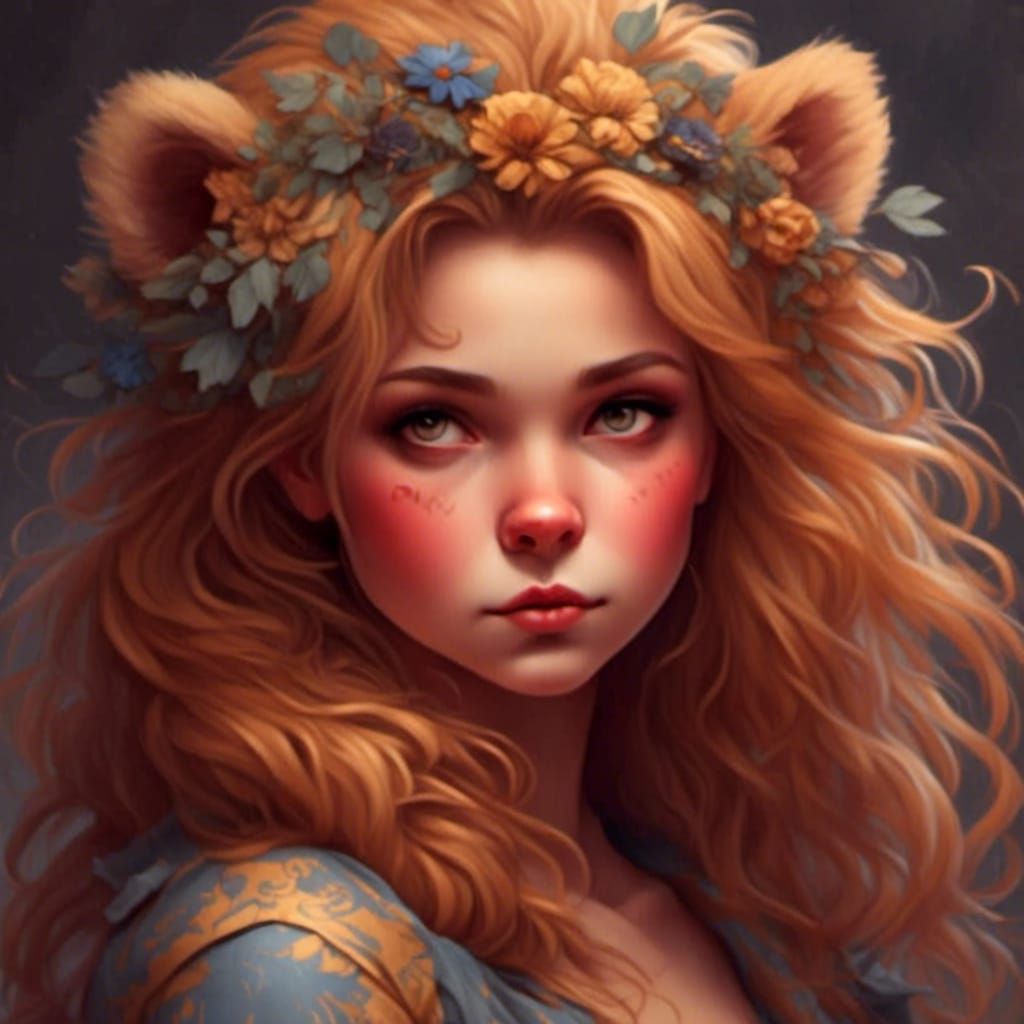 Anime Lion Girl Character Portrait