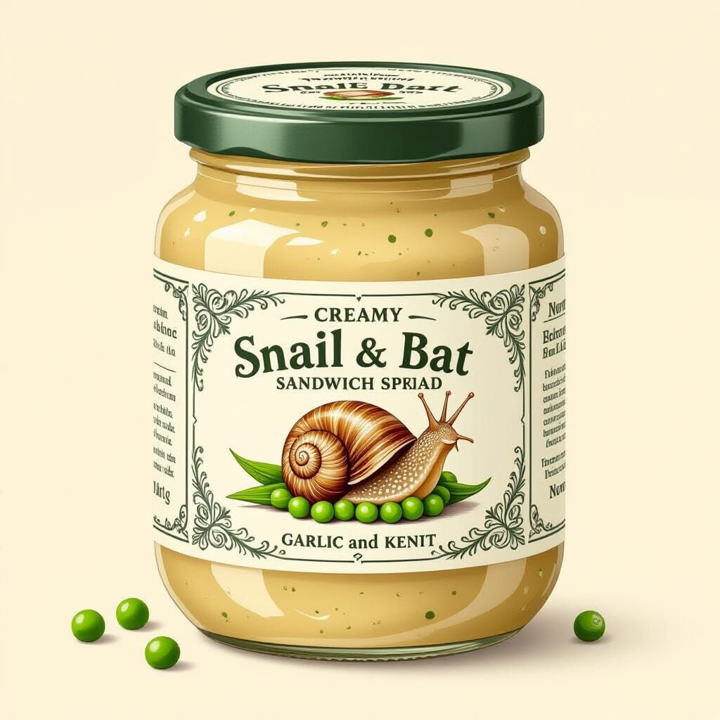Whimsical Snail and Bat Sandwich Spread Label Art
