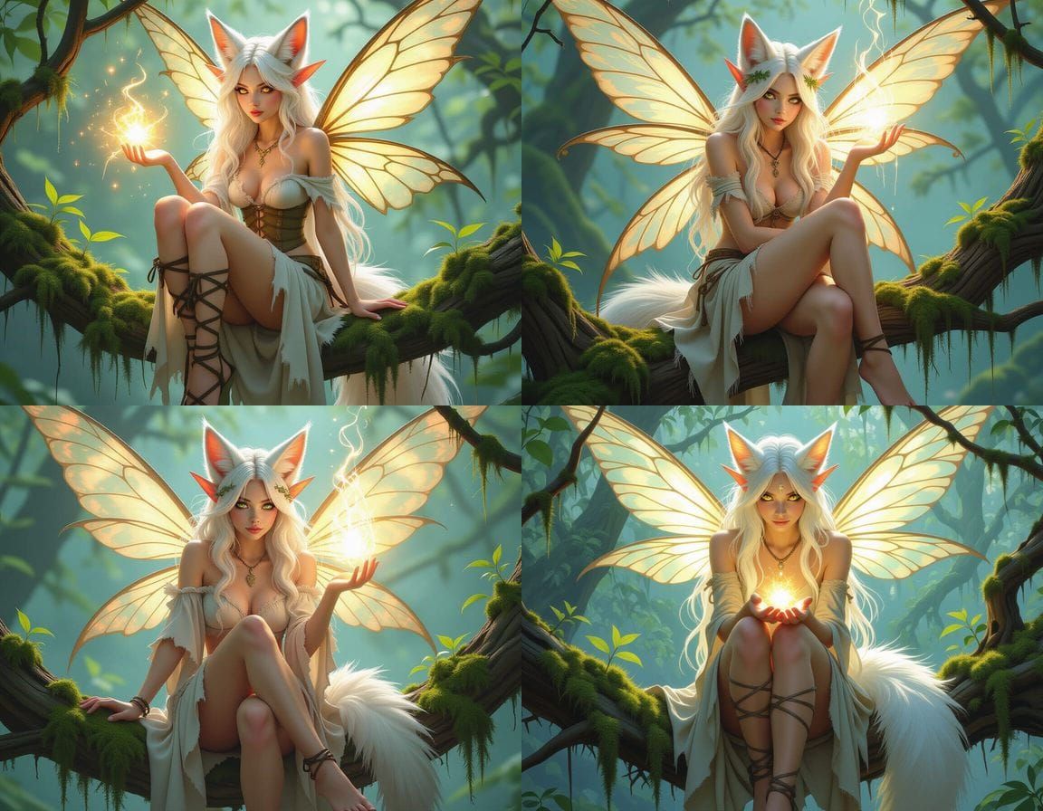 Beautiful Fox Fairy with Magic Light