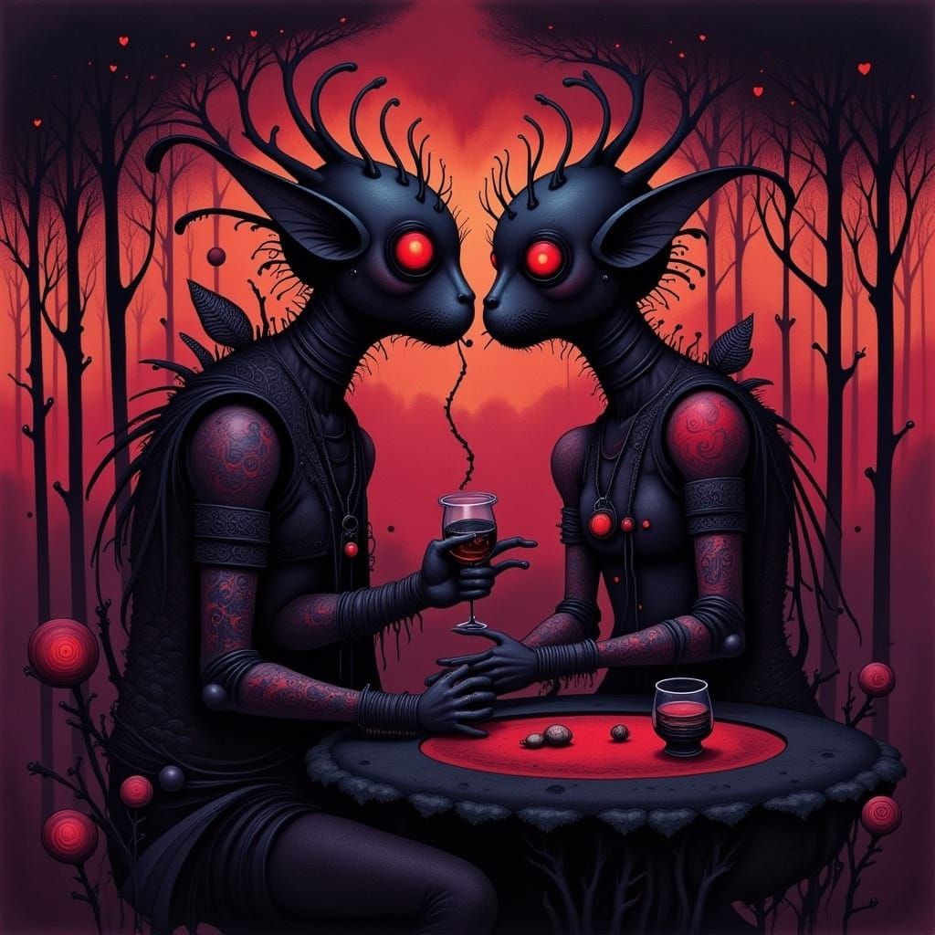 Goblin King Drinking Whiskey in Synthwave Neon Style