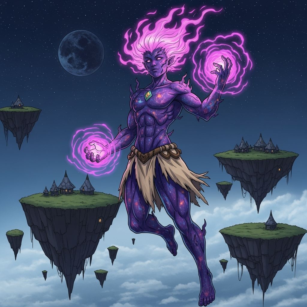 Nebula Beings Manipulating Plasma in Manga Style