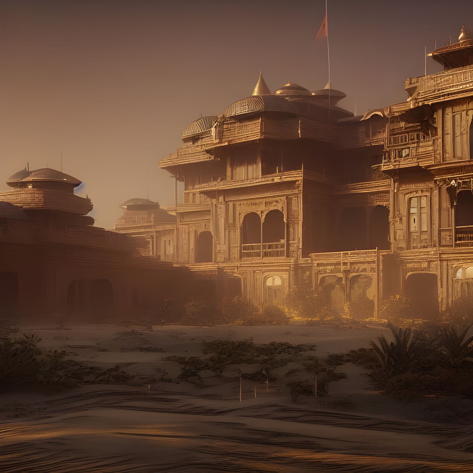 Arrakeen Palace on Arrakis: Hyperrealistic 3D Render
