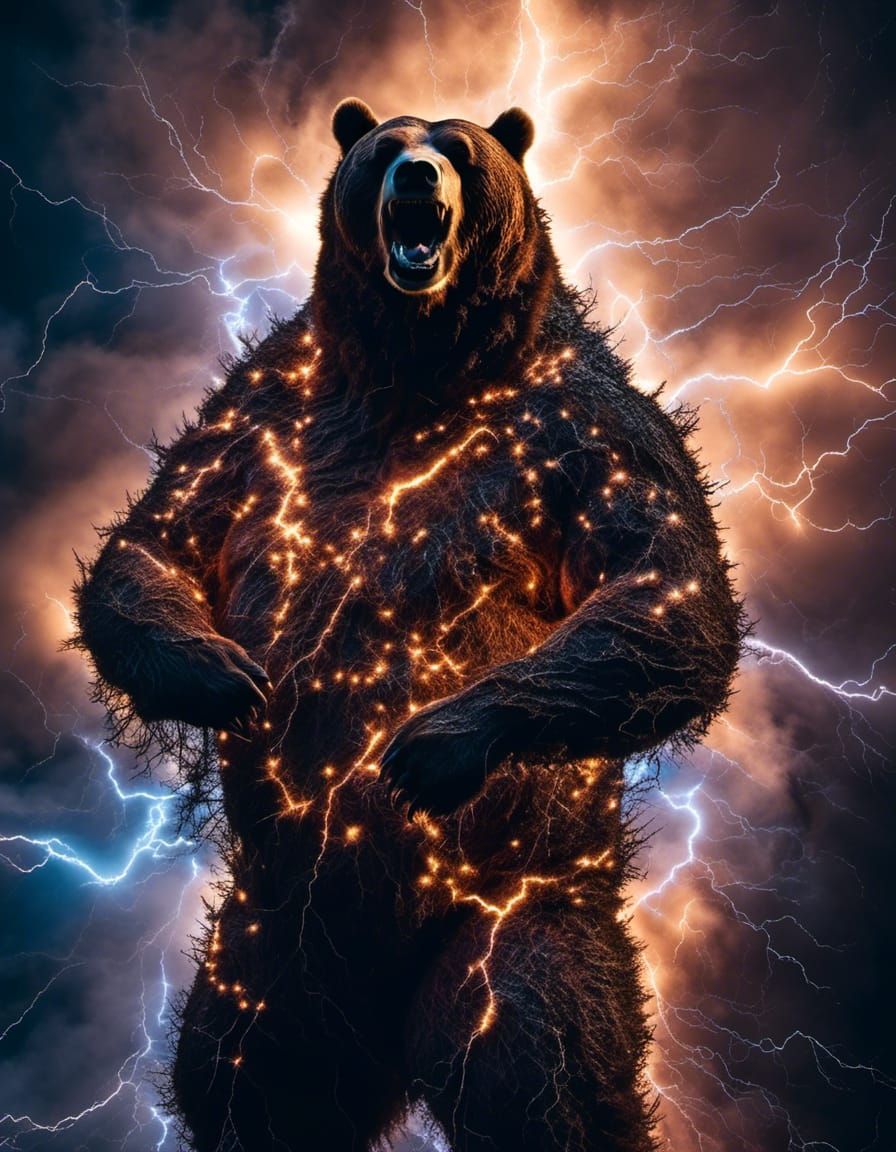 Bear God of Cobalt Lightning Galaxy Portrait