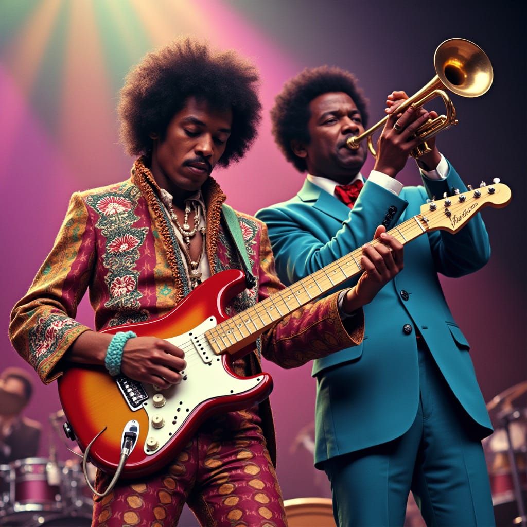 Live Performance by Musicians in Psychedelic Style