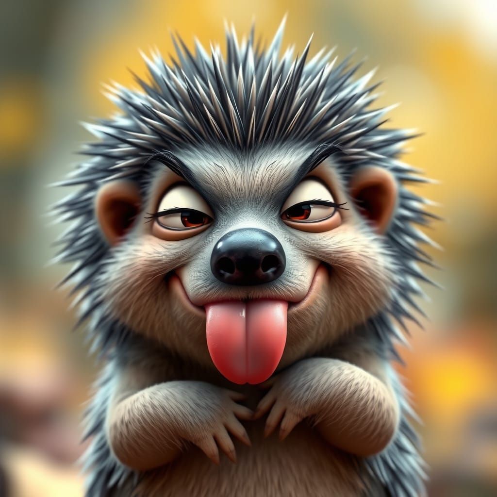 Cartoon Hedgehog Caricature in Digital Art Style