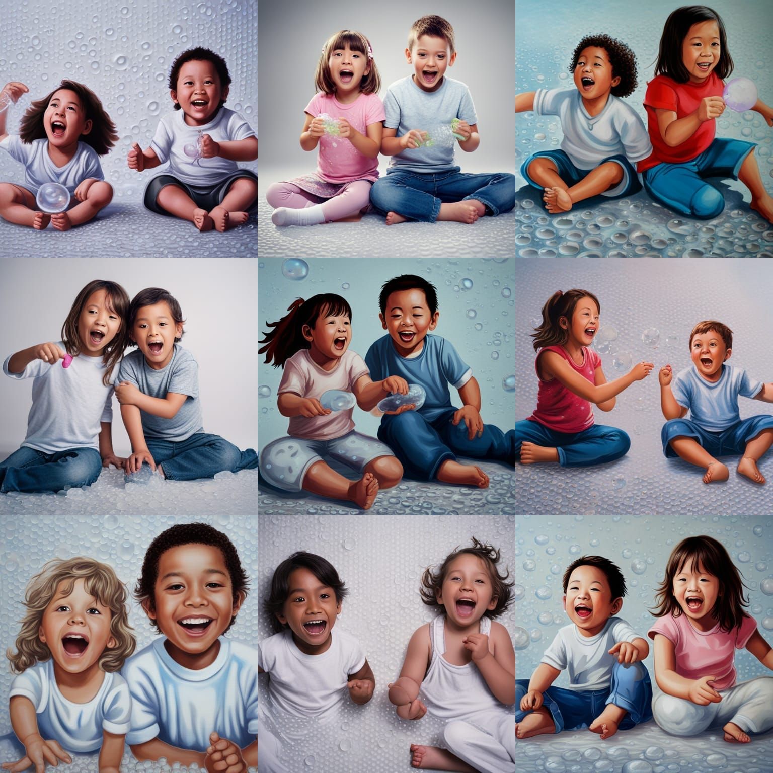 Children Play With Bubble Wrap: Close-Up Photo