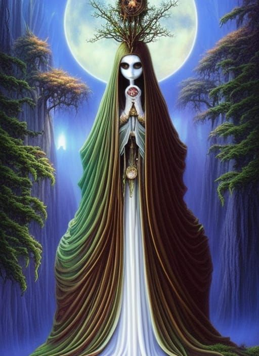 Whimsical Holy Grail Tree with Skull in Dark Fantasy Style