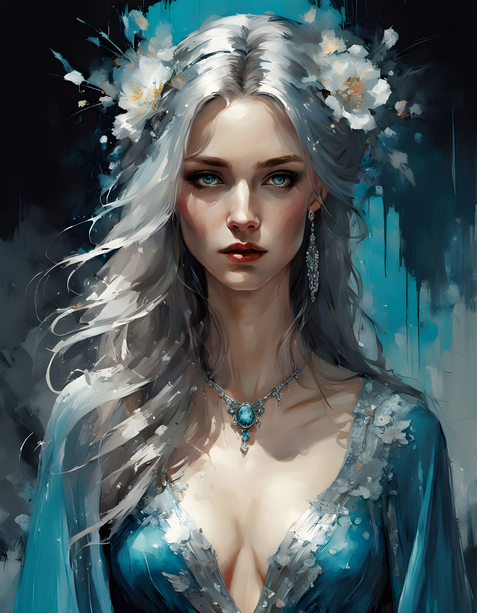 Melting Medieval Princess in Dripping Paint Art