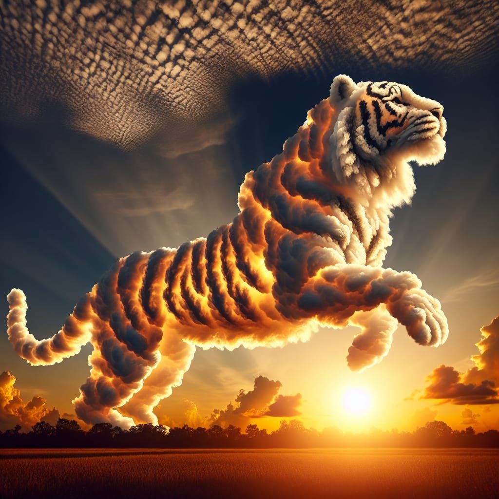 Cloud Tiger in Golden Sunset Light