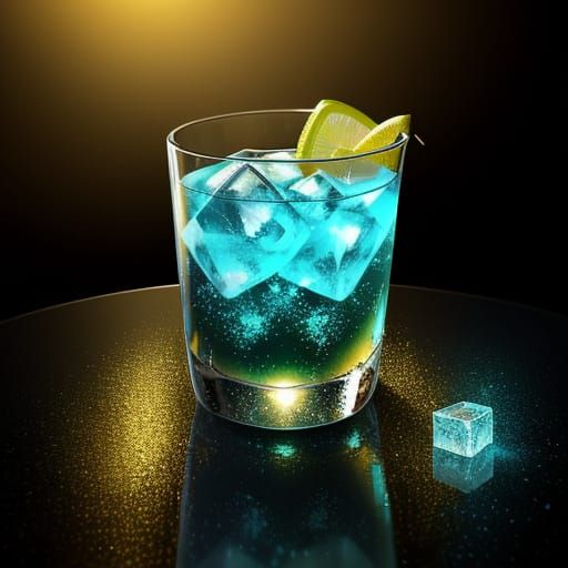 Holographic Absinthe Cocktail in Photorealistic Style