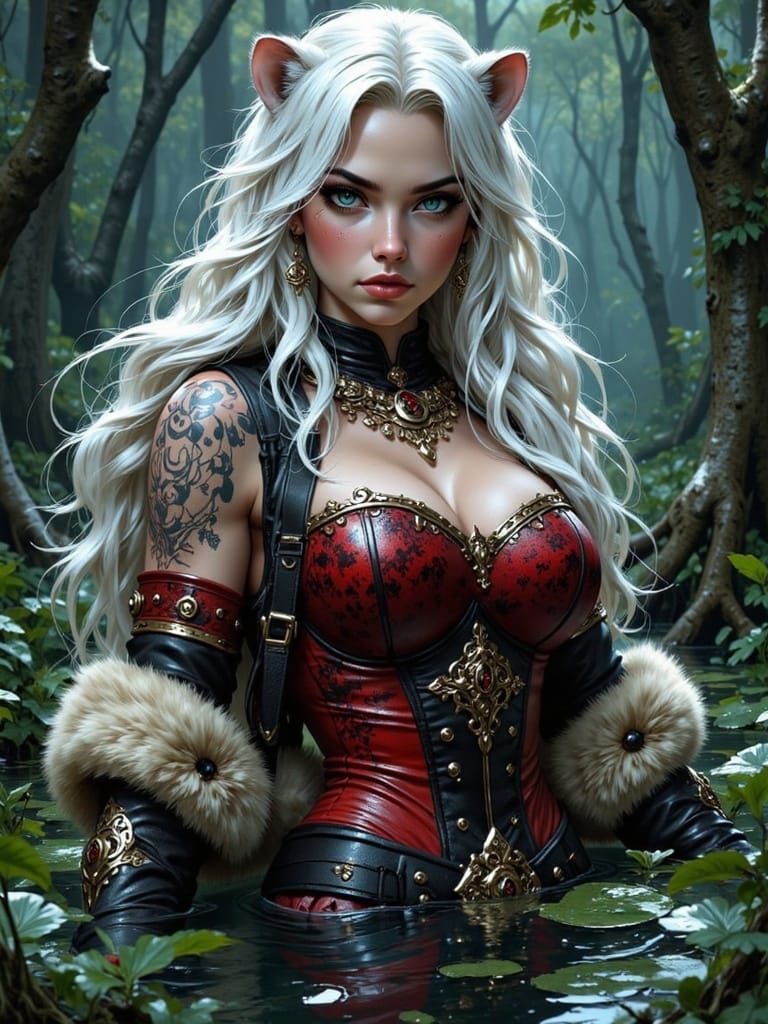 Gothic Fantasy Woman in Mysterious Swamp