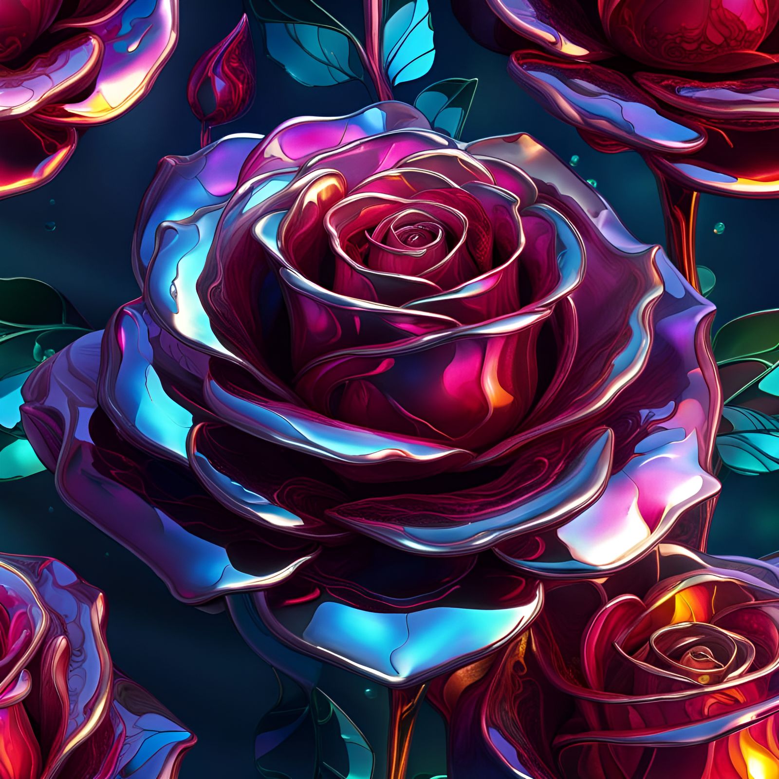 Iridescent Glass Rose: Reflective Crystal Beauty