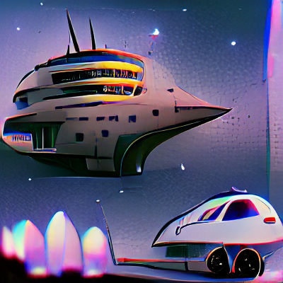 Futuristic Spaceship Soaring Through Nebula
