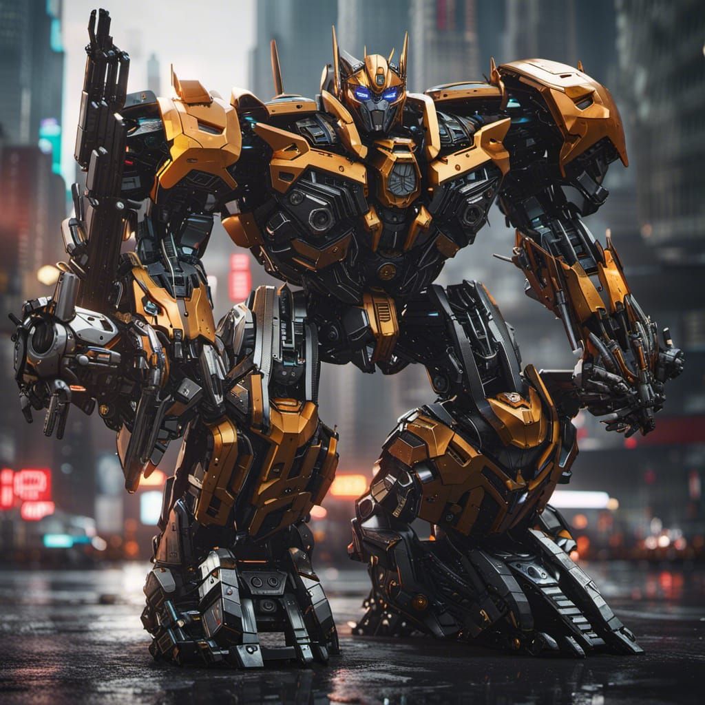 Detailed Transformers Mech in Sci-Fi Cinematic Style