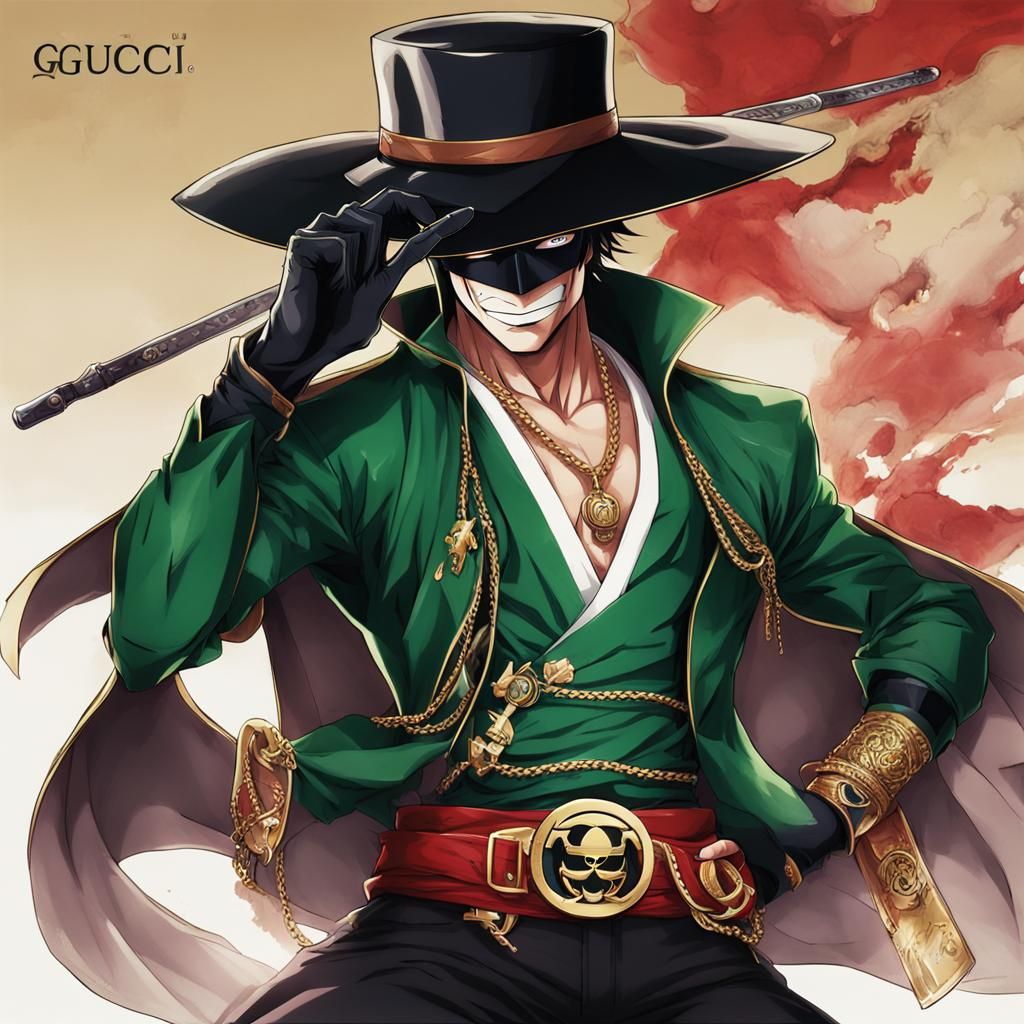 Zorro from One Piece in Gucci Outfit, Anime Style