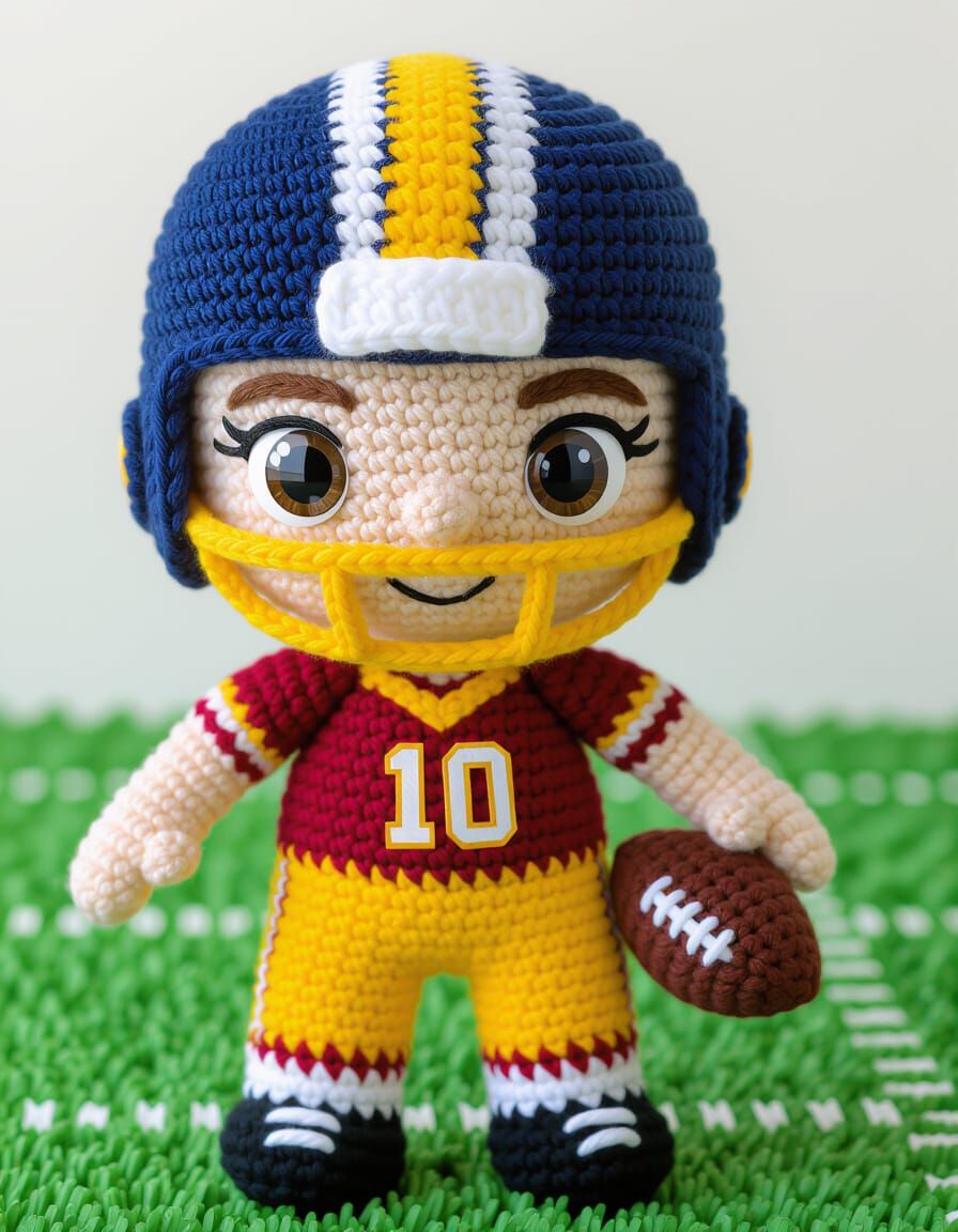 Crocheted Amigurumi Washington Commanders Quarterback