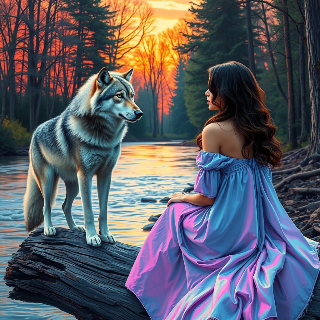 Majestic Gray and White Wolf in Serene Landscape