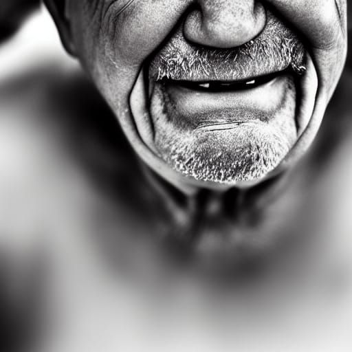 Smiling Old Man Portrait in Ambient Light