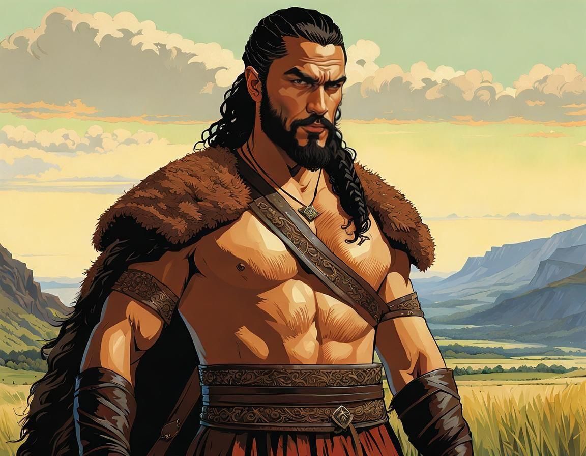 Imposing Portrait of a Warrior in Fantasy Style