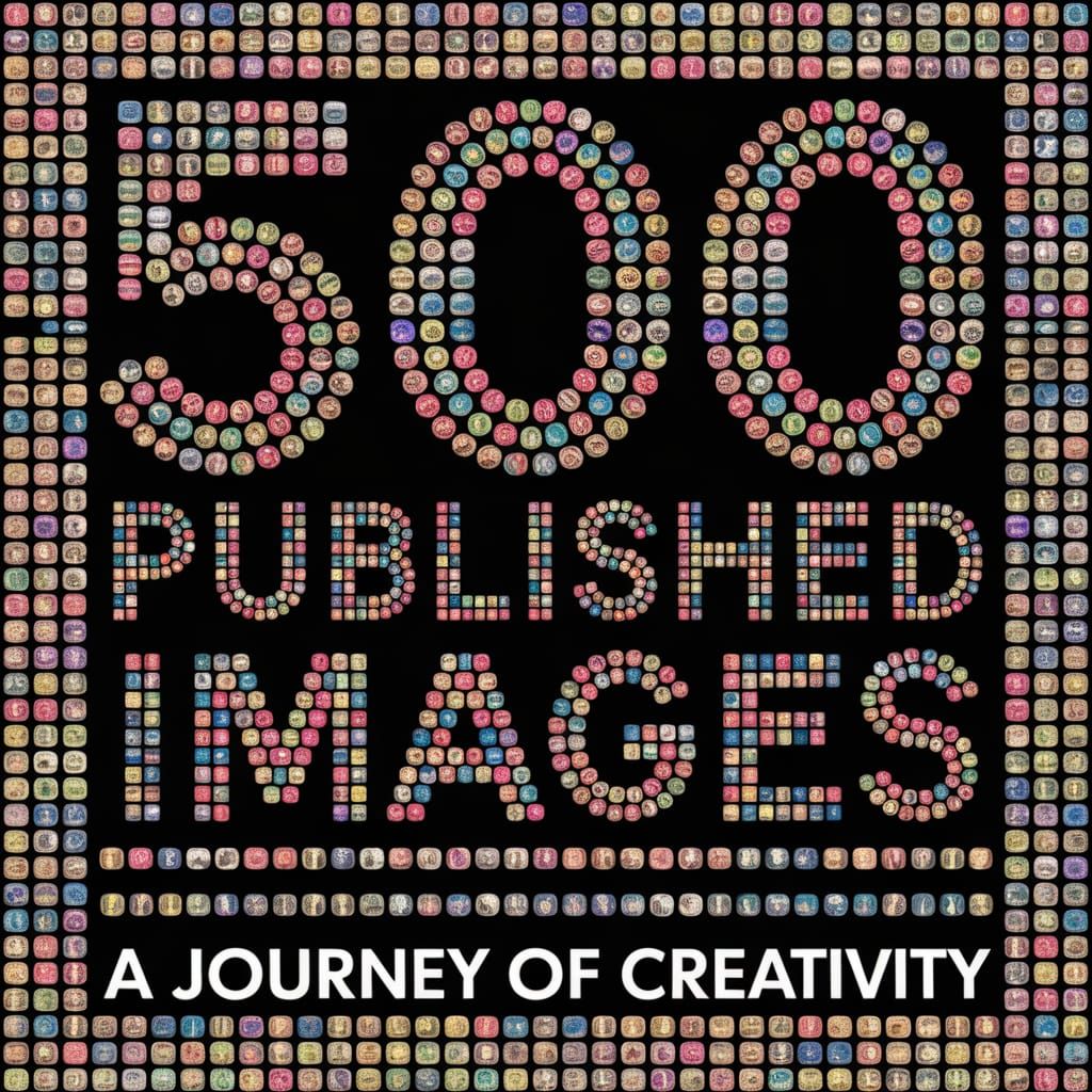 Vibrant Mosaic Artwork Celebrating 500 Published Images in S...