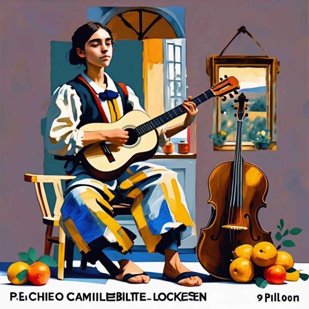 Musician in Kitchen: An Impressionist Painting