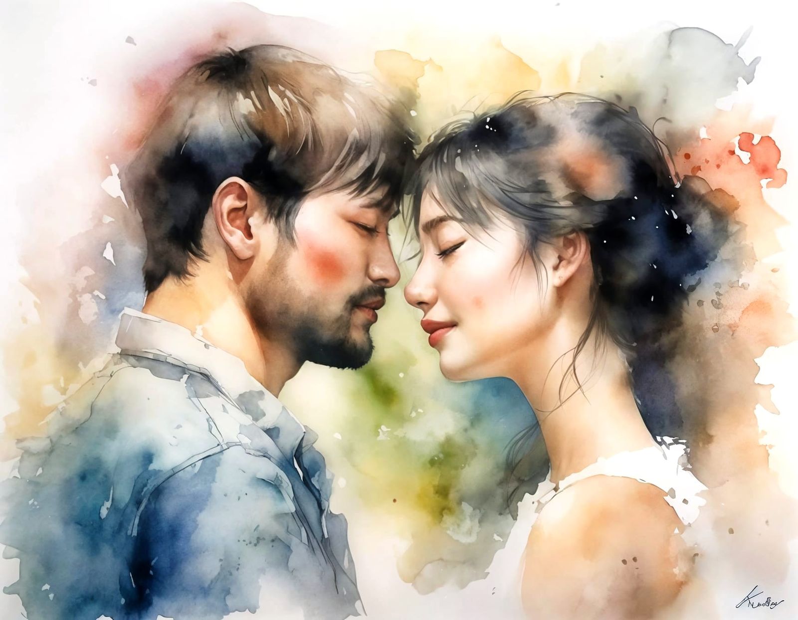 Tender Moment in Soft Watercolor